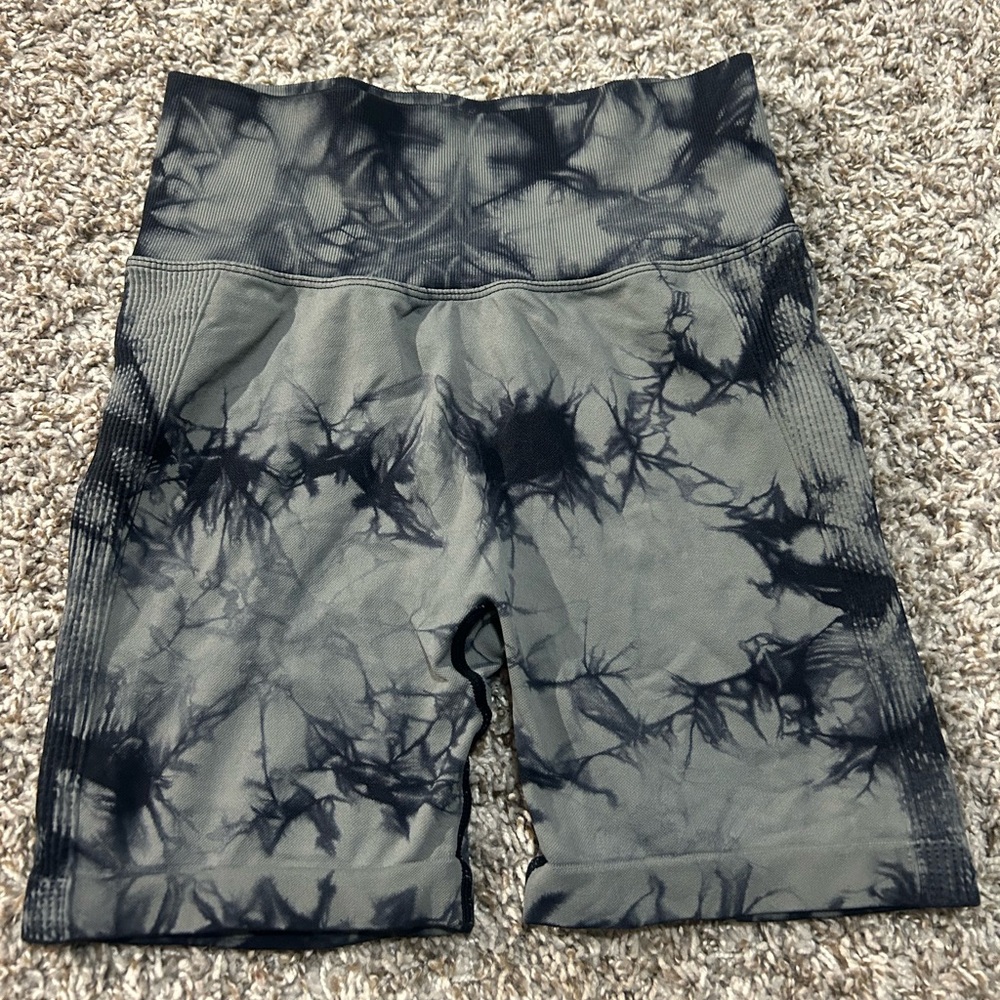 Tie-dye workout shorts with butt scrunch